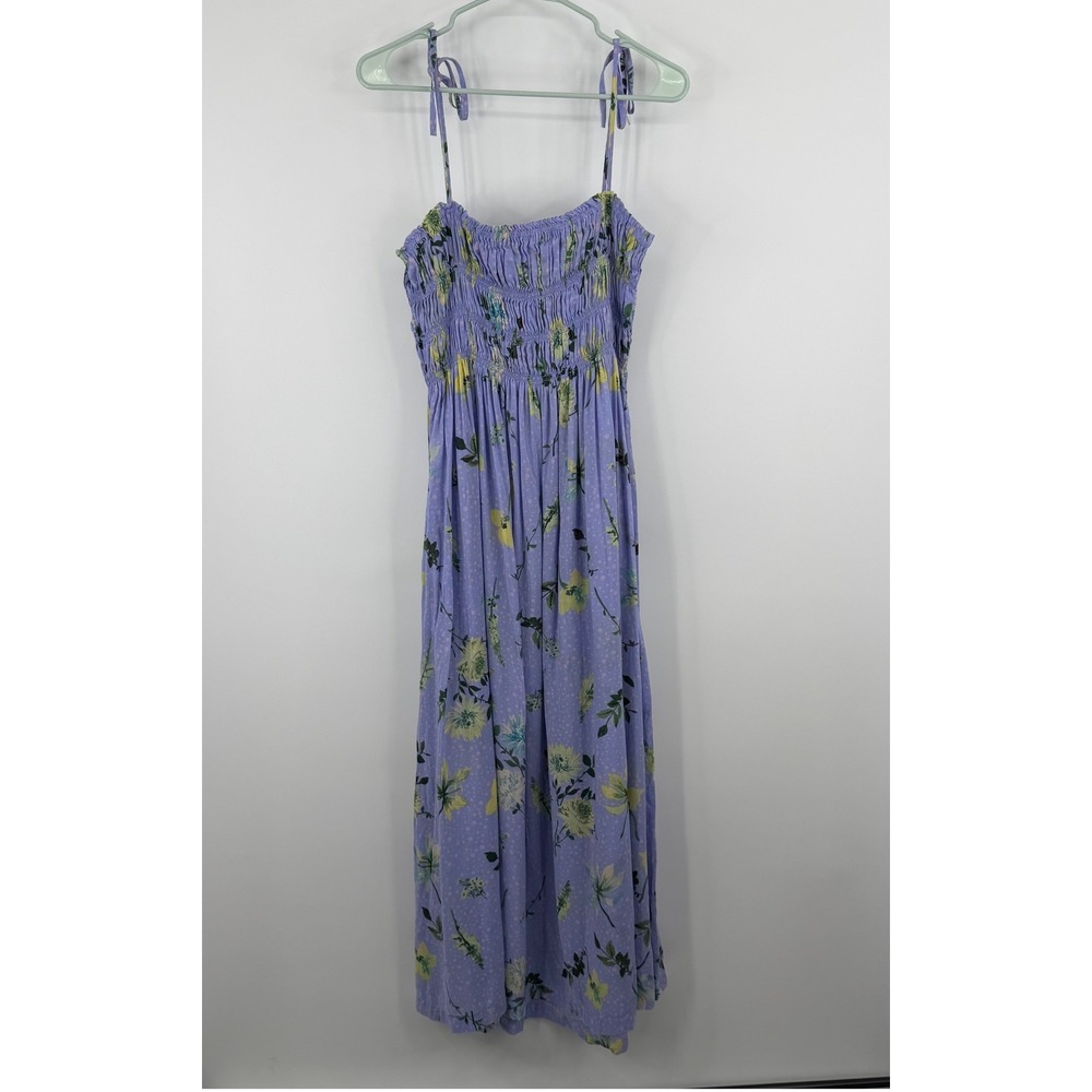 Vineyard Vines Maxi Dress Women Size M Purple Floral Smocked Cottagecore Coastal